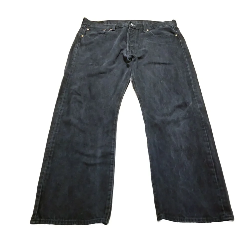 Levi's 501 Jeans Men's Size 38x30 Black Faded Marbled Denim Button Fly (37x29)